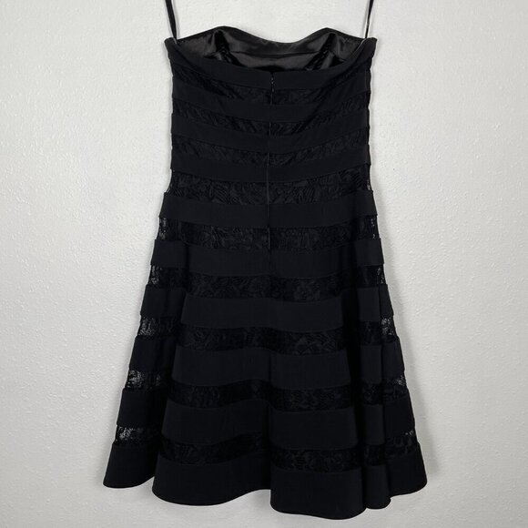 White House Black Market Strapless Lace Striped Bandage Fit and Flare Dress Sz.4 - Picture 7 of 11